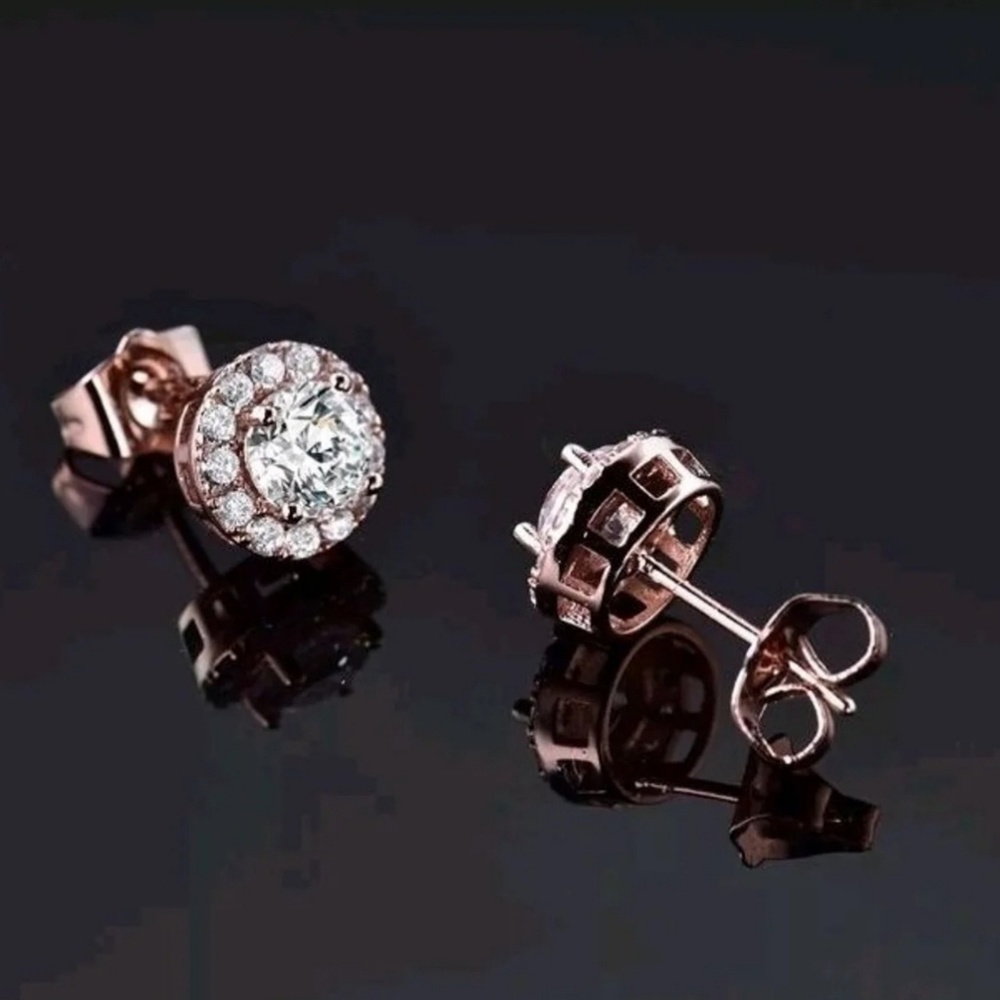 Stunning 18k gold filled CZ HALO earrings - Picture 3 of 4